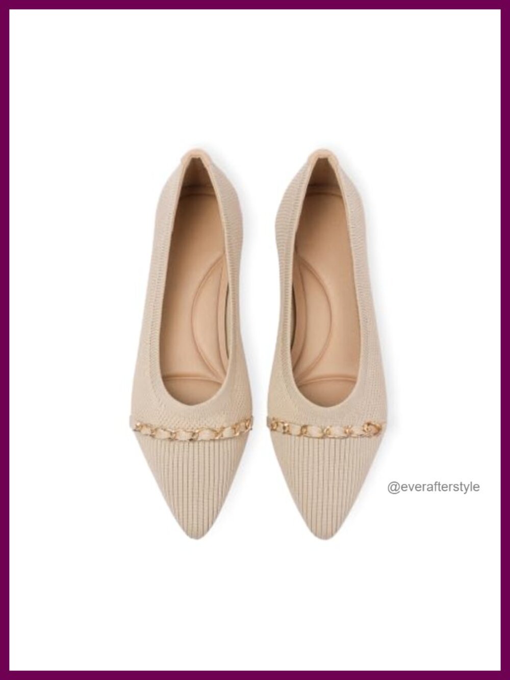 Women's Stretch Knit Ballet Flats Pointed Toe Mary Jane Chain Comfort Shoe